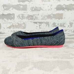 New Rothy's The Flat Grey Knit Round Toe Slip On Comfy Loafers F57